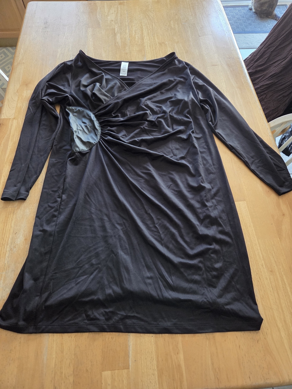 Avon Black Long Sleeve Ruched Midi Dress